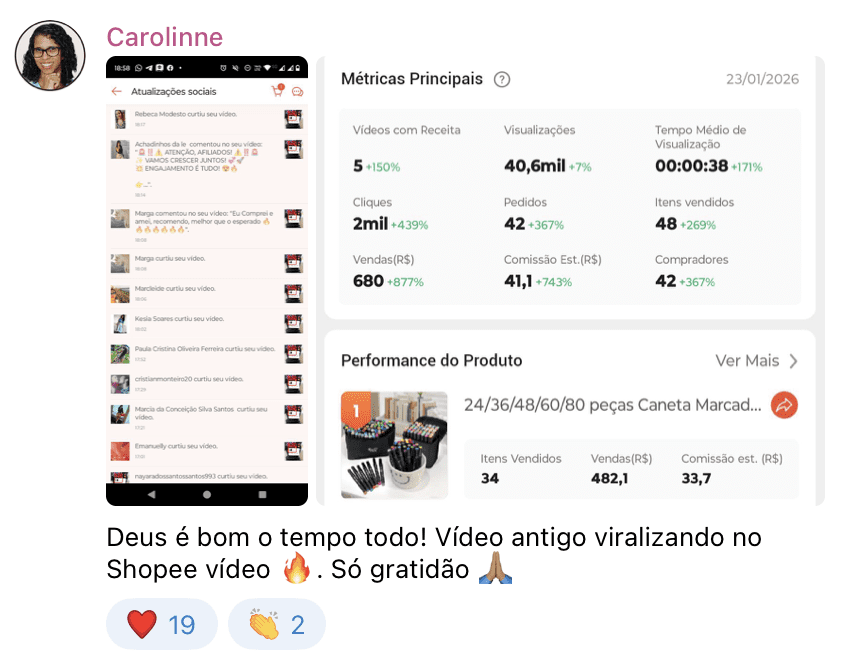 Comissões chegando no automático com um Vídeo antigo